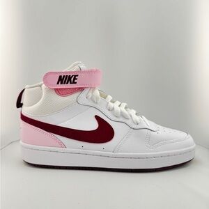 Nike White and Pink High-Tops with Red Swoosh